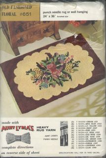 Vintage Aunt Lydias Punch Needle Rug /Wall Hanging Old Fashioined 