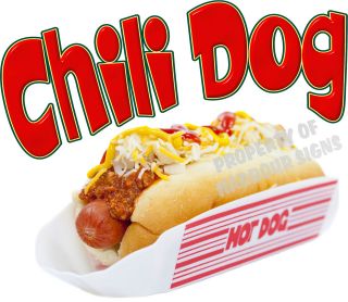 Chili Dog Hot Dog Decal 10 Concession Food Truck Van Stand Cart Vinyl 