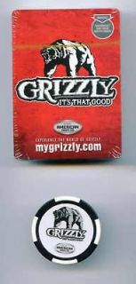 PLAYING CARDS C2000 CH​INA GRIZZLY SNUFF AD W/POKER CHIP