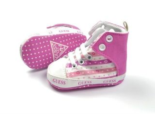New GUESS Soft Sole Baby Girls Pink Cool High Top Crib Shoes. Age 0 18 