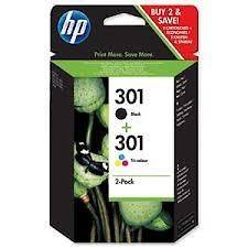 HP No 301 Black & Colour Original Ink Cartridges CH561EE CH562EE 