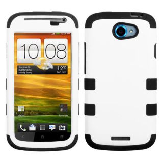   HTC ONE S Rubber IMPACT TUFF HYBRID Case Phone Cover White Black