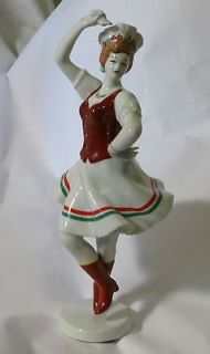Hollohaza Hungary hand painted tall figurine of dancing girl   RARE 