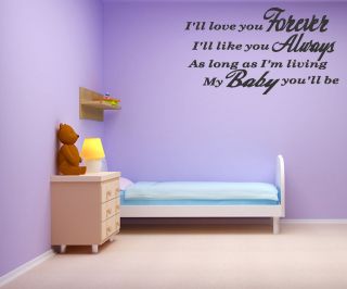 ll Love you Forever Like Always Living Baby Vinyl Wall Decal Sticker 