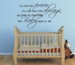 LL LOVE YOU FOREVER My BABY Youll Be Nursery Quote Vinyl Wall Decal 