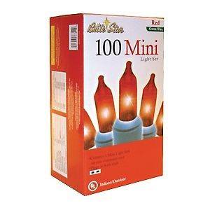 100 Mini Light Set   Red With Green Wire