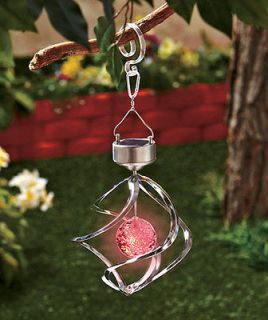   Silvertone Solar Lighted Garden Spinner w/ Color Changing LED Orb
