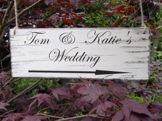 PERSONALISED WEDDING directional sign, shabby distressed vintage style