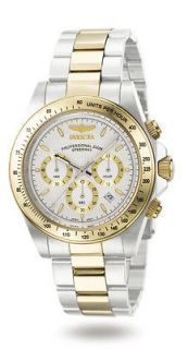 NEW INVICTA MENS TWO TONE GOLD WHITE DIAL SPEEDWAY CHRONOGRAPH WATCH 