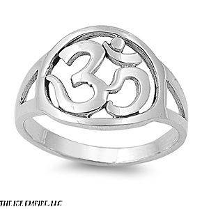   ITALIAN Sterling Silver Aum, Om or Ohm Yoga & Meditation Symbol Ring