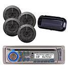 AM400W Dual CD MP3 AM FM Player w/ iPod iPhone Input +4 Round Speakers 