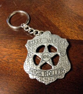   Marc Jacobs Silver Tone Metallic High Roller Badge Key Ring Keychain