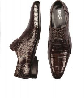 Fennix Italy Genuine Alligator Mens Dress Shoes Chocolate 3228 Size 8 
