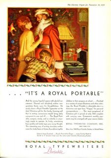 1929 Royal Portable Typewriter SANTA/MOM/KID/CHRISTMAS Color Vintage 