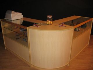   Full Shop Display Counter Set Counters Curved Glass Cabinet Units