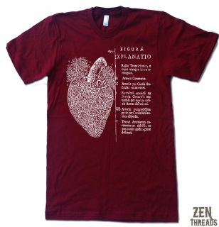Mens ANATOMICAL HEART tee american apparel t shirt SMXL