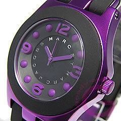 MARC By MARC JACOBS MBM3505 Pelly Black Silicone Purple Watch 100% 
