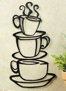 Coffee Cups Kitchen Home Decor Cafe Metal Wall Art