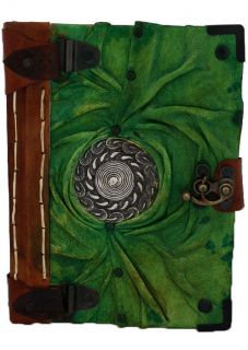   Shield on a Large Green Leather Journal / Notebook / Diary LR665