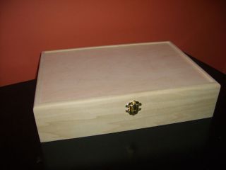 Unfinished Wooden Cigar Box w/ Hinges and Latch 12x8x3