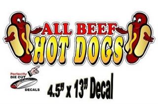 All Beef Hot Dogs 4.5x13 Decal for Concession Trailer or Hot Dog 