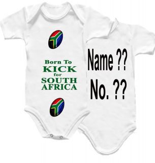   Rugby Baby Grow Shirt Born Kick Ball Flag Babygro Name No Kit Top