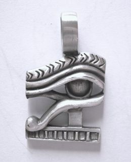 Egyptian Eye of Horus Pewter Pendant Black Waxed Cord Necklace