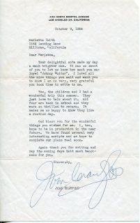  CRAWFORD SIGNED AUTOGRAPHED TYPED LETTER AUTOGRAPH MENTIONS JOHNNY 