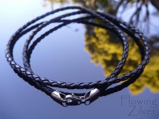 925 Sterling Silver & Braided Leather Choker Cord 3mm 18 45cm Lobster 