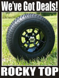   10x7 Black Storm Trooper Golf Cart Wheels and Street Profile Tires