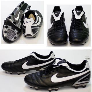 NIKE Youth Soccer Cleats Size 12.5C TIEMPO 750 II Black/White EUC