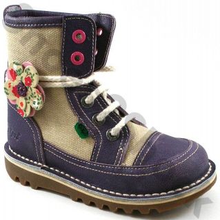 Girls Kickers Summer Boots Purple Military Style Canvas Size 7   12 1 