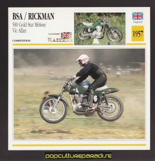   RICKMAN 500 GOLD STAR Metisse Vic Allan MOTORCYCLE ATLAS PHOTO CARD