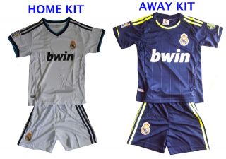 KIDS REAL MADRID HOME OR AWAY CHILDS BOY FOOTBALL SOCCER KIT, ALL 