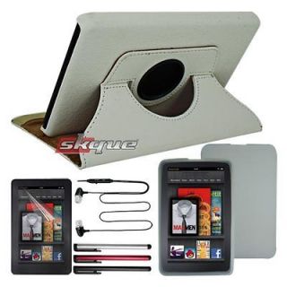   Accessory Combo Leather Case Stand White Speaker For Kindle Fire 2nd