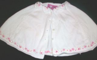 girls size 2T white knit CAPE SHAWL pointed collar pink flowers SPRING 
