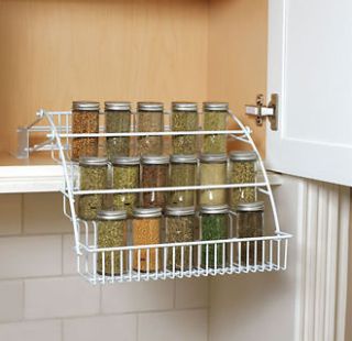   Pull Down Spice Rack Storage Bin Kitchen Cabinet Cook Jar Pantry