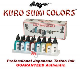 16 Kuro Sumi PRIMARY #3 Colors Tattoo Ink 1/2 oz SET