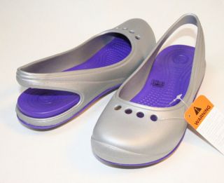 US Crocs Tone Skylar Flat Silver / Ultraviolet 5 6 7 8 9 10 11