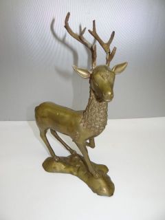 Vintage Used Metal Brass Deer Stag Hunting Décor Sculpture Statue 