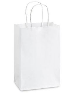 20   WHITE Paper Gift Handle Bags 5 1/2 x 3 1/4 x 8 3/8 small ROSE 