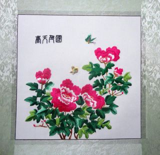oriental asian art chinese fine embroidery painting flowe​rs 