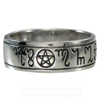 Large SS Sterling Silver Handfasting Pentacle Wedding Ring Sz 4 15 