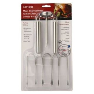 Taylor Meat Thermometer Turkey Lifter Combo Pack Stainless Steel 