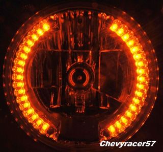   MOTORCYCLE CRYSTAL CLEAR AMBER LED HALO BLINKER TURN SIGNAL HEADLIGHT