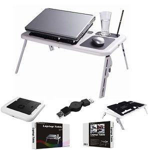 New Laptop USB Folding Table w/2 Cooling Fan+Mouse Pad