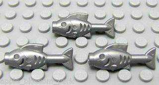 NEW Lego Lot/3 Pirate Minifig Food   Medium PEARL GRAY FISH Animal