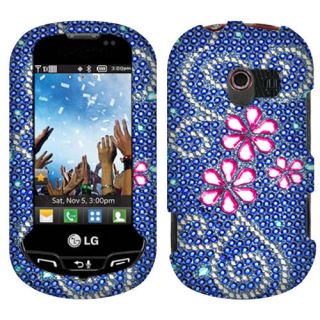 LG Extravert VN271 Cell Phone Juicy Flower Bling Stone Hard Phone Case 