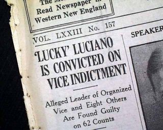 NYC Mobster LUCKY LUCIANO Convicted GUILTY Verdict Mafia Genovese 1936 