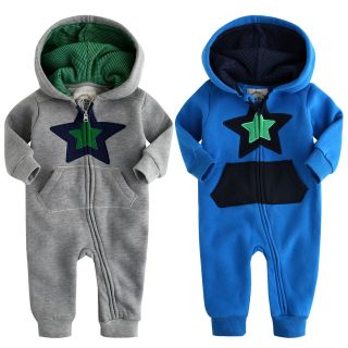   Baby Newborn Boys Fleece Hoodie Jumpsuit Onepiece Lighting Star